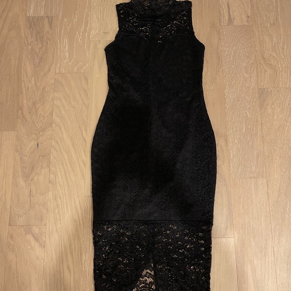 Midi Black lace dress zipper back - Picture 2 of 6